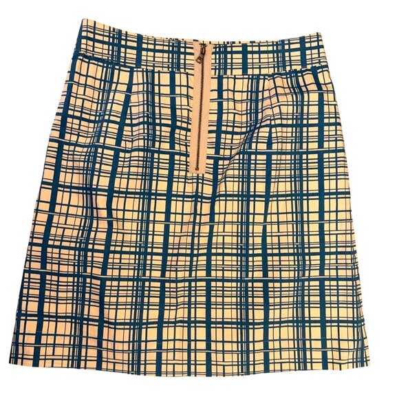 Girls From Savoy Beige & Turquoise Plaid Skirt With Pockets Size Large Cotton Bl - Picture 2 of 5